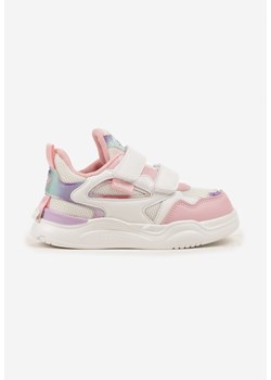 Biało-Różowe Buty Sportowe Sneakersy Ozdobione Tłoczonym Wzorem Idanirre ze sklepu born2be.pl w kategorii Buty sportowe dziecięce - zdjęcie 185853205