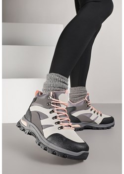 Szare Buty Trekkingowe Trapery Vices Ozdobione Przeszyciami Narrive ze sklepu born2be.pl w kategorii Workery damskie - zdjęcie 185853725