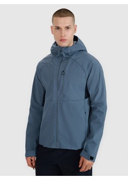 Męski softshell z kapturem 4F 4FWSS25TSOFM313 - niebieski ze sklepu Sportstylestory.com w kategorii Kurtki męskie - zdjęcie 185854286