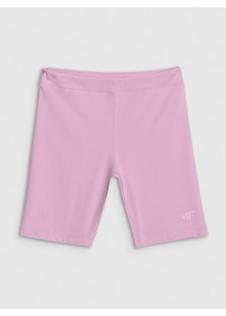 Dziewczęce legginsy kolarki sportowe 4F 4FJWSS25TFSTF041 - różowe ze sklepu Sportstylestory.com w kategorii Spodenki dziewczęce - zdjęcie 185854357