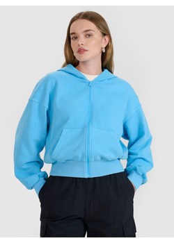 Damska bluza dresowa rozpinana z kapturem 4F 4FRSS25TSWSF2195 - niebieska ze sklepu Sportstylestory.com w kategorii Bluzy damskie - zdjęcie 185854407