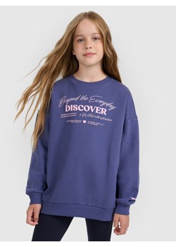 Dziewczęca bluza nierozpinana bez kaptura 4F 4FJRAW25TSWSF2428 - niebieska ze sklepu Sportstylestory.com w kategorii Bluzy dziewczęce - zdjęcie 185854659