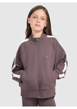 Dziewczęca bluza rozpinana bez kaptura 4F 4FJRAW25TSWSF2430 - brązowa ze sklepu Sportstylestory.com w kategorii Bluzy dziewczęce - zdjęcie 185854699
