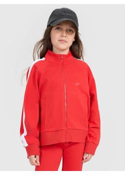 Dziewczęca bluza rozpinana bez kaptura 4F 4FJRAW25TSWSF2430 - czerwona ze sklepu Sportstylestory.com w kategorii Bluzy dziewczęce - zdjęcie 185854706
