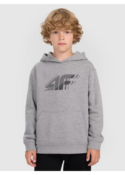 Chłopięca bluza nierozpinana z kapturem 4F 4FJRAW25TSWSM2414 - szara ze sklepu Sportstylestory.com w kategorii Bluzy chłopięce - zdjęcie 185854788