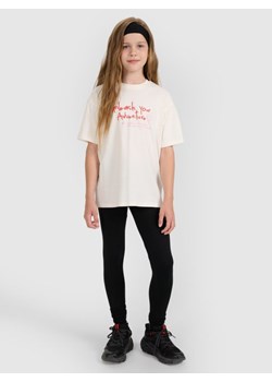 Dziewczęce legginsy dzianinowe 4F 4FJRAW25TTIGF291 - czarne ze sklepu Sportstylestory.com w kategorii Spodnie dziewczęce - zdjęcie 185854838