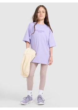 Dziewczęce legginsy dzianinowe 4F 4FJRAW25TTIGF291 - beżowe ze sklepu Sportstylestory.com w kategorii Spodnie dziewczęce - zdjęcie 185854859