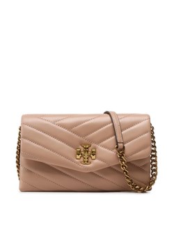 Torebka Tory Burch Kira Chevron Chain Wallet 90343 Beżowy ze sklepu eobuwie.pl w kategorii Listonoszki - zdjęcie 185860618