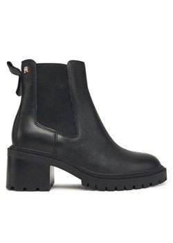 Tommy Hilfiger Botki Th Leather Chelsea Cleated Heel FW0FW08774 Czarny ze sklepu MODIVO w kategorii Botki - zdjęcie 185869078