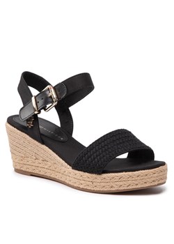 Tommy Hilfiger Espadryle Th Textured Low Wedge Sandal FW0FW06555 Czarny ze sklepu MODIVO w kategorii Espadryle damskie - zdjęcie 185869417