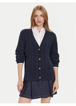 Tommy Jeans Kardigan Cable DW0DW21681 Granatowy Relaxed Fit ze sklepu MODIVO w kategorii Swetry damskie - zdjęcie 185869866