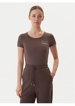 EA7 Emporio Armani T-Shirt 8NTT65 TJDQZ U6063 Brązowy Slim Fit ze sklepu MODIVO w kategorii Bluzki damskie - zdjęcie 185870188