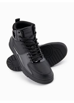 Wysokie buty męskie sneakersy z połyskującymi elementami – czarne V1 OM-FOSH-0178 ze sklepu ombre w kategorii Buty sportowe męskie - zdjęcie 185883589