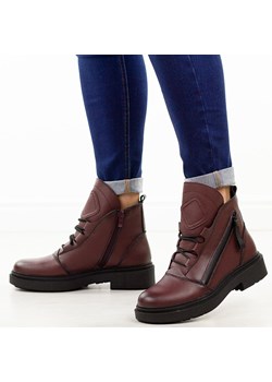 Bordowe skórzane botki damskie Sergio Leone Bt25200S ze sklepu suzana.pl w kategorii Botki - zdjęcie 185883936