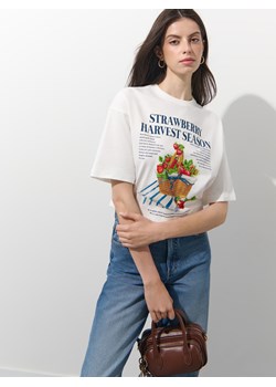 Mohito - T-shirt z nadrukiem - biały ze sklepu Mohito w kategorii Bluzki damskie - zdjęcie 185885066