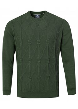 Bawełniany Sweter Męski - Pako Jeans - Warkoczowy Splot - Zgniła Zieleń SWPJNSrineZI ze sklepu JegoSzafa.pl w kategorii Swetry męskie - zdjęcie 185885687