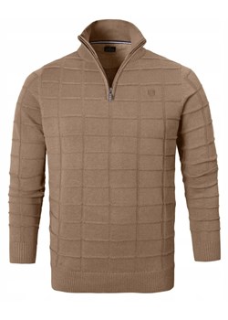 Elegancki Sweter Męski (Zamek) - Pako Jeans - Wysoki Dekolt, Kawa z Mlekiem SWPJNSFABIObr ze sklepu JegoSzafa.pl w kategorii Swetry męskie - zdjęcie 185885699
