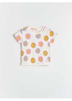 Reserved - Wzorzysty t-shirt SmileyWorld® - złamana biel ze sklepu Reserved w kategorii Bluzki dziewczęce - zdjęcie 185888197