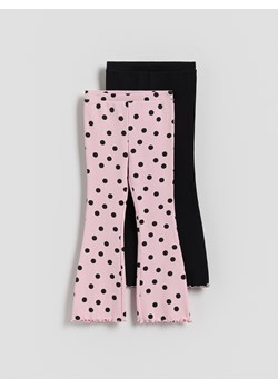 Reserved - Prążkowane legginsy z bawełny 2 pack - wielobarwny ze sklepu Reserved w kategorii Spodnie dziewczęce - zdjęcie 185889149