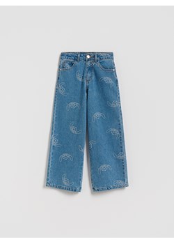 Reserved - Jeansy wide leg Lilo i Stitch - niebieski ze sklepu Reserved w kategorii Spodnie dziewczęce - zdjęcie 185889266