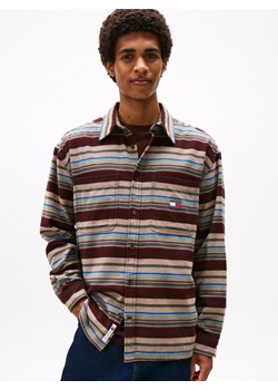 Tommy Jeans Męska koszula flanelowa Mężczyźni Comfort Fit Bawełna mocca w paski ze sklepu vangraaf w kategorii Koszule męskie - zdjęcie 185889877