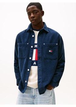Tommy Jeans Męska koszula sztruksowa Mężczyźni Comfort Fit Bawełna granatowy jednolity ze sklepu vangraaf w kategorii Koszule męskie - zdjęcie 185889895