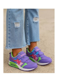 Fioletowe sportowe buty dziewczęce na rzepy /F5-3 18130 T292/ ze sklepu Pantofelek24.pl w kategorii Buty sportowe dziecięce - zdjęcie 185890079