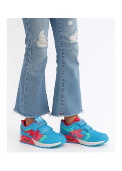 Dziewczęce niebieskie buty sportowe na rzepy /A9-2 18128 T292/ ze sklepu Pantofelek24.pl w kategorii Buty sportowe dziecięce - zdjęcie 185890116