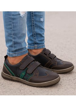 Chłopięce półbuty na rzepy Khaki /G12-2 18126 T282/ ze sklepu Pantofelek24.pl w kategorii Buty sportowe dziecięce - zdjęcie 185890169