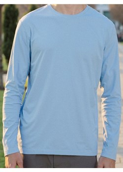 Sinsay - Bawełniana koszulka z długimi rękawami - błękitny ze sklepu Sinsay w kategorii T-shirty męskie - zdjęcie 185895095