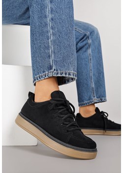 Czarne Sneakersy z Ozdobnymi Przeszyciami Zailera ze sklepu renee.pl w kategorii Buty sportowe damskie - zdjęcie 185896047