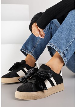 Czarne Sneakersy w Stylu Tenisówek Ozdobione Kokardą z Weluru Lerrive ze sklepu renee.pl w kategorii Buty sportowe damskie - zdjęcie 185896078