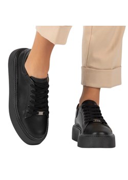 Skórzane sneakersy Filippo DP6119/25 czarne lico ze sklepu butyolivier w kategorii Półbuty damskie - zdjęcie 185896837
