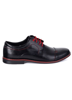 Buty męskie skórzane eleganckie 276LU czarne z czerwonym ze sklepu butyolivier w kategorii Buty eleganckie męskie - zdjęcie 185896958