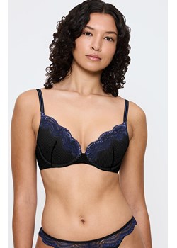 Triumph biustonosz push-up Comfort Glam WHU 10224965-0004, Kolor czarno-granatowy, Rozmiar 70B, Triumph ze sklepu Intymna w kategorii Biustonosze - zdjęcie 185897318