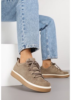 Ciemnobeżowe Sneakersy na Kauczukowej Podeszwie Lurrive ze sklepu born2be.pl w kategorii Buty sportowe damskie - zdjęcie 185897915