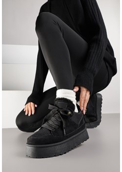 Czarne Sznurowane Sneakersy Śniegowce Sneakersy na Grubej Podeszwie Vamitte ze sklepu born2be.pl w kategorii Buty sportowe damskie - zdjęcie 185898479