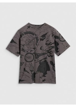 Chłopięcy t-shirt oversize z nadrukiem 4F 4FJRAW25TTSHM3063 - szary ze sklepu Sportstylestory.com w kategorii T-shirty chłopięce - zdjęcie 185900176