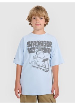 Chłopięcy t-shirt oversize z nadrukiem 4F 4FJRAW25TTSHM3206 - niebieski ze sklepu Sportstylestory.com w kategorii T-shirty chłopięce - zdjęcie 185900179