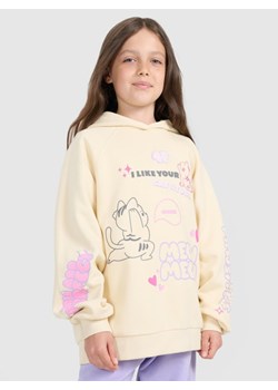 Dziewczęca bluza nierozpinana z kapturem 4F 4FJRAW25TSWSF2437 - żółta ze sklepu Sportstylestory.com w kategorii Bluzy dziewczęce - zdjęcie 185900325