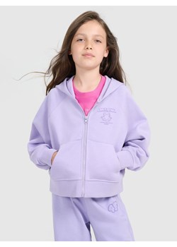 Dziewczęca bluza rozpinana z kapturem 4F 4FJRAW25TSWSF2440 - fioletowa ze sklepu Sportstylestory.com w kategorii Bluzy dziewczęce - zdjęcie 185900335