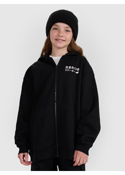 Dziewczęca bluza rozpinana z kapturem 4F 4FJRAW25TSWSF2516 - czarna ze sklepu Sportstylestory.com w kategorii Bluzy dziewczęce - zdjęcie 185900349