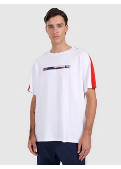 Męski t-shirt oversize z nadrukiem 4F 4FRAW25TTSHM3227 - biały ze sklepu Sportstylestory.com w kategorii T-shirty męskie - zdjęcie 185900497