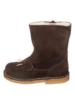 kmins Skórzane botki zimowe w kolorze ciemnobrązowym ze sklepu Limango Polska w kategorii Buty zimowe dziecięce - zdjęcie 185907777