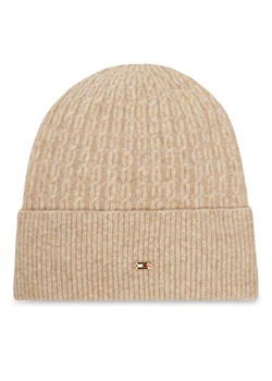 Czapka Tommy Hilfiger Th Cable Enamel Flag AW0AW17776 Brązowy ze sklepu eobuwie.pl w kategorii Czapki zimowe damskie - zdjęcie 185908938