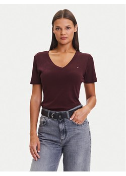 Tommy Hilfiger T-Shirt New Cody WW0WW40584 Bordowy Slim Fit ze sklepu MODIVO w kategorii Bluzki damskie - zdjęcie 185913855