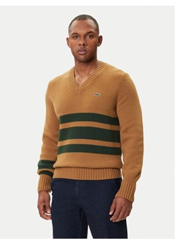 Lacoste Sweter AH5180 Brązowy Regular Fit ze sklepu MODIVO w kategorii Swetry męskie - zdjęcie 185914057