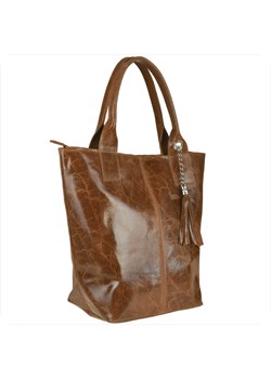 Torebka  skórzana shopper xl z zamkiem połysk brąz ze sklepu melon.pl w kategorii Torby Shopper bag - zdjęcie 185922149