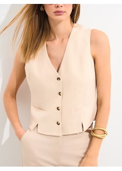 Mohito - Kamizelka z wiskozy i lnu - beżowy ze sklepu Mohito w kategorii Kamizelki damskie - zdjęcie 185925086