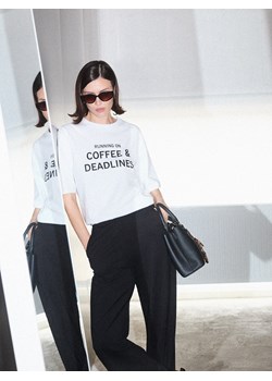 Mohito - Bawełniany t-shirt z nadrukiem - biały ze sklepu Mohito w kategorii Bluzki damskie - zdjęcie 185925439